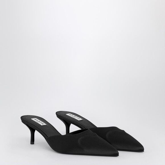 Alaia Le Coeur Mule In Black Satin Women - Picture 1 of 2